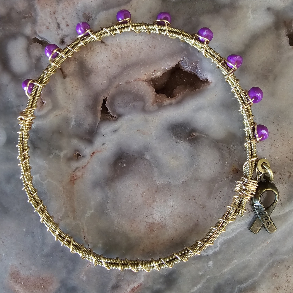 Guitar String Cause Bangle Bracelet With Hope Charm In Choice Of Colors
